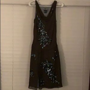 Chocolate 100% silk and sequin dress